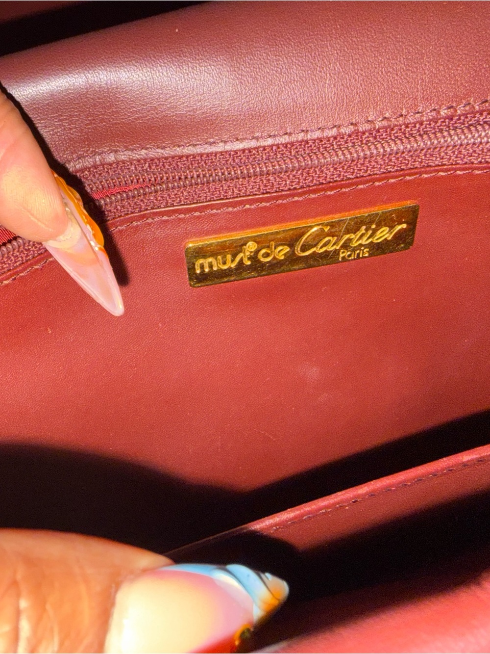 Cartier Burgundy Leather Envelope Crossbody with Gold Hardware - Picture 4 of 7